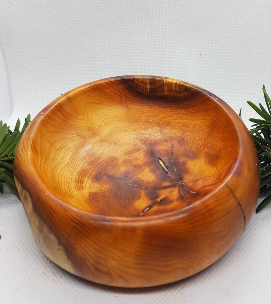 Yew turned bowl