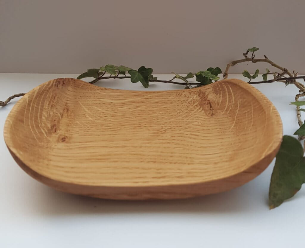 Oak turned oblong platter