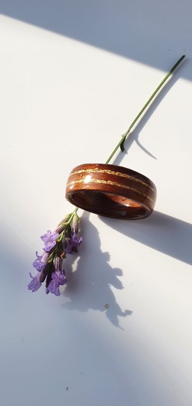 Walnut ring with Gold leaf insets